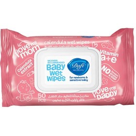 تصویر دستمال مرطوب کودک حاوی کالاندولا صورتی درب دار 50 برگ دافی Dafi Baby Wipes with Pink Calendula, Flip-Top 50 Sheets