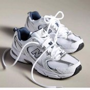 تصویر کتونی نیوبالانس مدل530 سفید آبی طوسی مشکی زنانه و دخترانه طبی و راحت - سفید / 