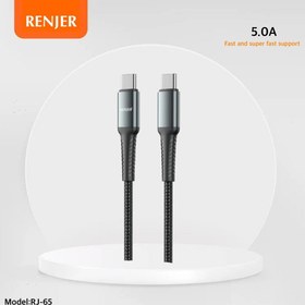 تصویر کابل پاوربانکی رنجر دو سر تایپ سی RENJER RJ-54 CHARGE CABLE RENJER RJ-54 TP TO TP PD 20W 30CM