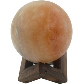 تصویر گوی سنگ نمک قطر7 با پایه چوبی salt ball r7 stand