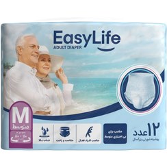 تصویر پوشینه شورتی ایزی لایف بزرگسال سایز متوسط 12عددی Easylife Adult Diaper Size Medium 12pcs