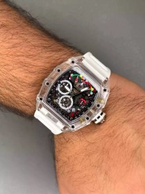 تصویر ریچارد میل صفحه اسکلتون قاب پلاستیکی - بند سفید - Richard Mille 