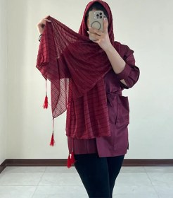 تصویر شال مجلسی حریر لمه خطی 