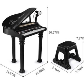 تصویر پیانو اسباب بازی مشکی با میکروفون کد P/1504A/B 