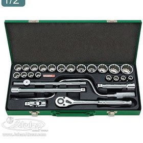 تصویر جعبه 26 عددی آچار بکس تاپ تول مدل GCAD2607 Toptul GCAD2607 Socket Set 26pcs