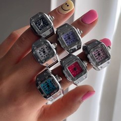 تصویر انگشتر ساعتی گومیا رنگی 