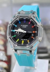 تصویر ساعت مچی جی شاک بند ابی اسمانی | J-Shock watch with sky blue strap 