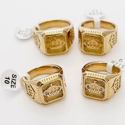 تصویر انگشتر استیل مردانه کینگ طلایی 