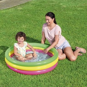 تصویر استخر بادی کودک سه رنگ گرد کد bestway 51104
