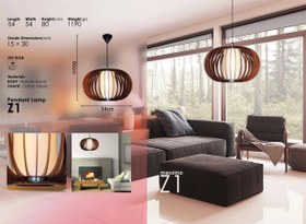 تصویر چراغ آویز چوب طرح قفس مسینا Z1 pendant lamp Z1