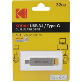 تصویر فلش مموری کداک K243C 32GB Type-C OTG Kodak K243C 32GB USB3.1/Type-C OTG Flash Memory