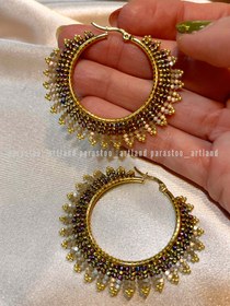 تصویر گوشواره میوکی دوخته شده با منجوقهای دلیکا میوکی ژاپن miyuki earrings
