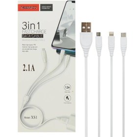 تصویر کابل 3 سر فست شارژ Tranyoo XS2 2.1A 1.2m Tranyoo XS2 2.1A 1.2m 3-in-1 Cable