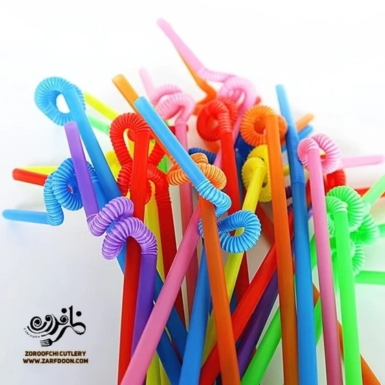 خرید و قیمت نی نوشیدنی پلاستیکی شکل دار دبل پیچ ۶ میل | ترب