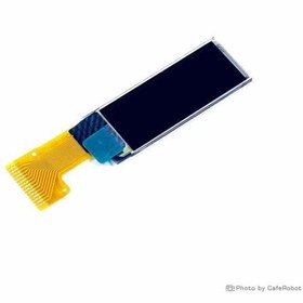 تصویر نمایشگر OLED تک رنگ آبی 0.91 اینچ دارای ارتباط IIC و چیپ درایور SSD1306 با کابل فلت 15 پین 