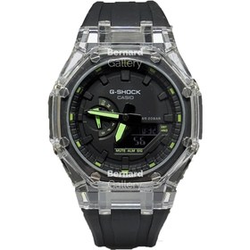 تصویر ساعت مچی جیشاک GA_2100 مردانه قاب کریستالی عقربه سبز G_SHOCK