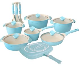 تصویر سرویس قابلمه سرامیکی ناسا الکتریک مدل NS 6042 با ماهی تابه رژیمی Nasa Electric NS-6042 Cookware Set