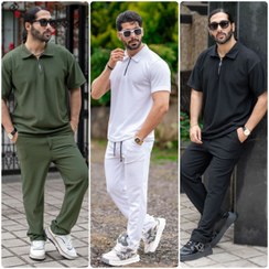 تصویر ست تیشرت و شلوار مردانه سایز XL جنس بیسکوییتی 