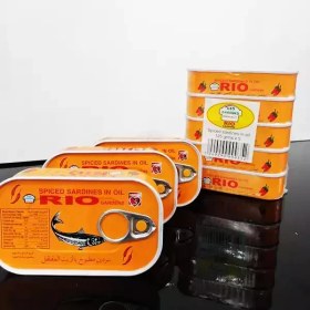 تصویر کنسرو ماهی ساردین همراه روغن فلفلی 125 گرم ا Spiced sardines In Oil Rio Gardens Spiced sardines In Oil Rio Gardens