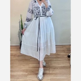 تصویر پیراهن بلند خارجی زنانه ساحلی حریر - ۴۰ 