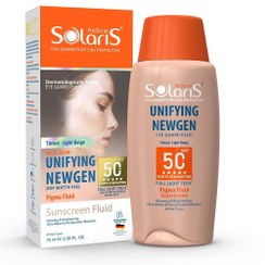 تصویر فلوئید ضدآفتاب یونی فایینگ نیوژن SPF50 سولاریس بژ روشن 