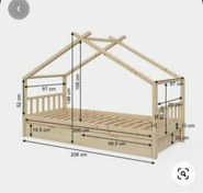 تصویر تخت خواب کودک کلبه‌ای مونته‌سوری چوب روس کشودار مدل فانتزی در دو سایز ۸۰×۱۸۰ و ۸۰×۱۶۵ مناسب کودک و نوجوان - سایز 2 