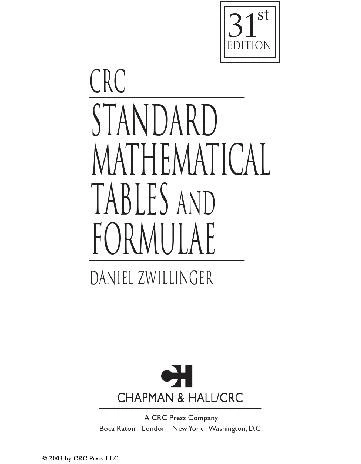 خرید و قیمت دانلود کتاب CRC standard mathematical tables and formulae ...