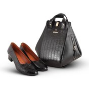 تصویر ست کیف و کفش زنانه چرم یلسان مدل 906-AYSU-GC رنگ مشکی 