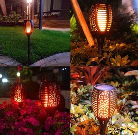 تصویر چراغ خورشیدی باغچه طرح شعله SOLAR LED FLAME GARDEN LIGHT