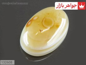 تصویر نگین عقیق هندی باباقوری زرد رنگ زیبا کد 132608 