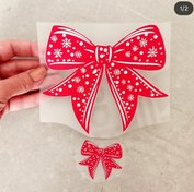 تصویر استیکر لباس(برچسب حرارتی دخترانه و زنانه) ، ست پاپیون قرمز 