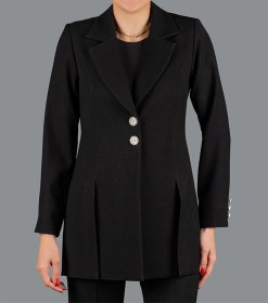 تصویر کت بلند لمه میله ای دو دکمه 