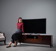 تصویر میز تلویزیون لیندا مدل ماهگونی با جنس MDF 