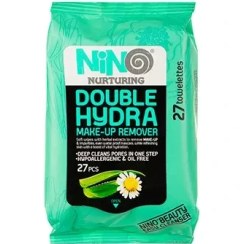 تصویر دستمال مرطوب آبرسان مدل دابل هیدرا نینو 27 عددی Nino Double Hydra Make Up Remover With AloeVera Extract 27 Pcs