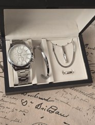 تصویر ست ساعت مردانه بهمراه جعبه کادویی و باتری یدکی 