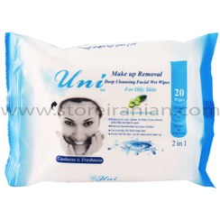 تصویر دستمال مرطوب پاک کننده آرایش پوست چرب یونی لد Uniled Oily Skin Make Up Remover Wet Wipes