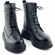 تصویر نیم بوت زنانه چرم مدل 190 مشکی 