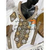 تصویر ست پنل گلدوزی، زری دوزی و پولک کاری(گل سفید) 