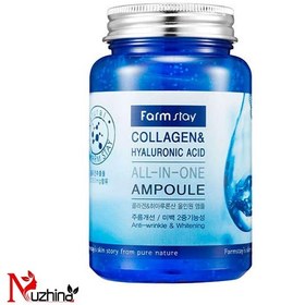 تصویر آمپول کلاژن و هیالورونیک اسید فارم استی 250 میل Farm Stay Collagen & Hyaluronic Acid All In One Ampoule 250ml