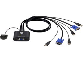 تصویر 2Port USB VGA Cable KVM Switch with Remote Port Selector 