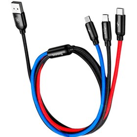 تصویر کابل تبدیل 1.2 متر سه سر بیسوس مدل Three Primary Colors 3-in-1 CAMLT-BSY01 Baseus CAMLT-BSY01 Three Primary Colors 3-in-1 1.2M Cable