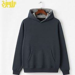 تصویر هودی بیسیک مدل جیب فیلتو رنگ طوسی تیره 