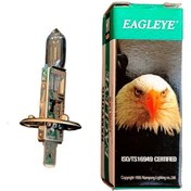 تصویر لامپ هالوژن پروژکتوری پایه H1 بیسیم ساخت کره برند Eagleye عقاب اصلی مدل Long Life 55W توان 55 وات کد P14.5s 