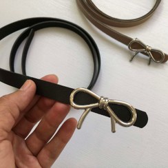 تصویر کمربند زنانه چرمی باریک پاپیون 