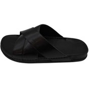 تصویر صندل مردانه نیکتا مدل 119 با کفی چرم مصنوعی رنگ سیاه 