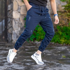 تصویر شلوار اسلش جین مردانه سرمه ای کد 19393 Navy Blue Men's Slash Denim Pants