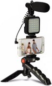 تصویر VLOG AY-49 ویدئو Vlogger Kits Microphone LED Fill Light Mini Tripod for Phone Vlog Condenser Recording Video 