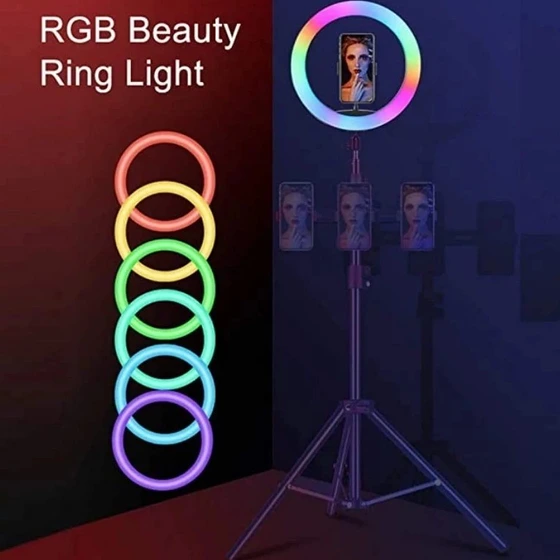 خرید و قیمت رینگ لایت رنگیRGB ، آفتابی ، مهتابی ، صدفی مدل RGB LED 26 ...