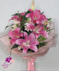 تصویر دسته گل تبریک لیلیوم 