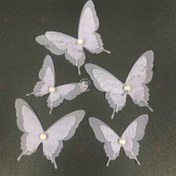 تصویر پروانه حریر مرواریدی دولایه ( یاسی ) ( 10 عدد کوچک 10 عدد بزرگ ) 